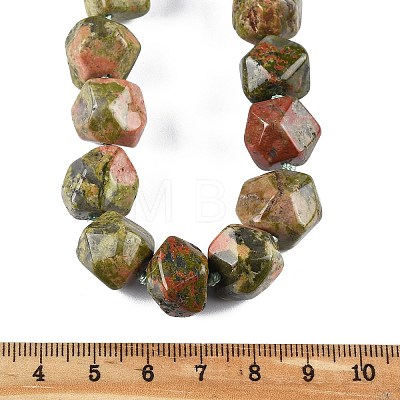 Natural Unakite Nuggets Beaded Necklaces for Women Men NJEW-K388-01U-1