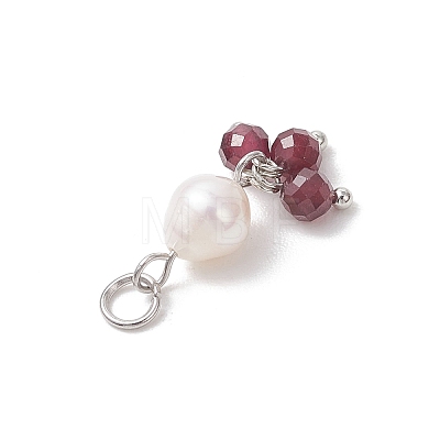 Natural Gemstone & Cultured Freshwater Pearl Pendants PALLOY-JF05142-02-1
