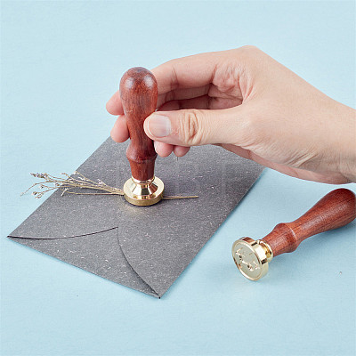 Brass Wax Seal Stamp with Handle AJEW-WH0184-0210-1