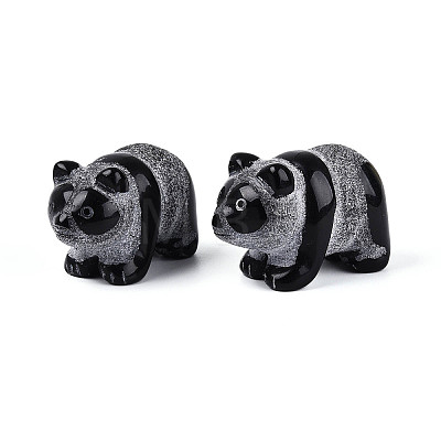 Natural Obsidian Panda Display Decorations G-T144-81B-1