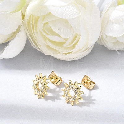 Brass Micro Pave Cubic Zirconia Stud Earrings KK-CBA5B62-05G-1