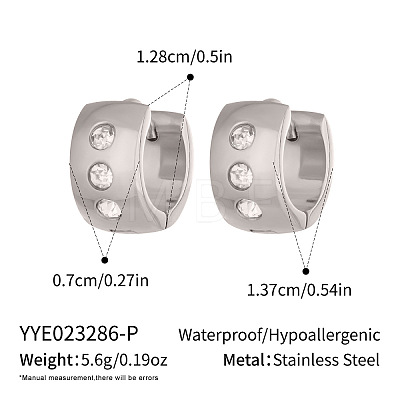 304 Stainless Steel Rhinestone Hoop Earrings for Women BG8206-2-1
