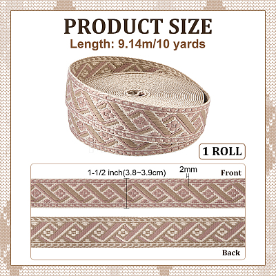 Vintage Jacquard Polyester Ribbon OCOR-WH0109-334A-1