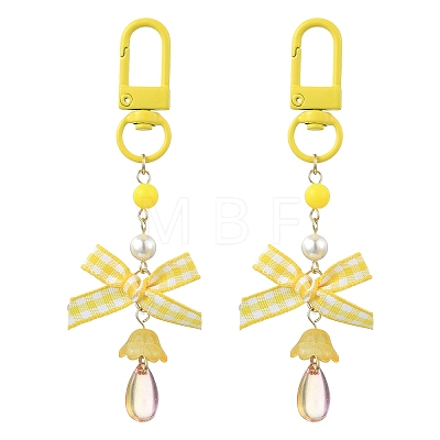 2Pcs Bowknot Plastic Pendant Decorations HJEW-YW00272-02-1