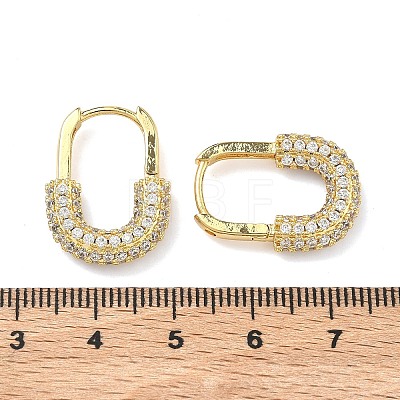 Brass Micro Pave Clear Cubic Zirconia Hoop Earrings EJEW-C182-07B-G-1