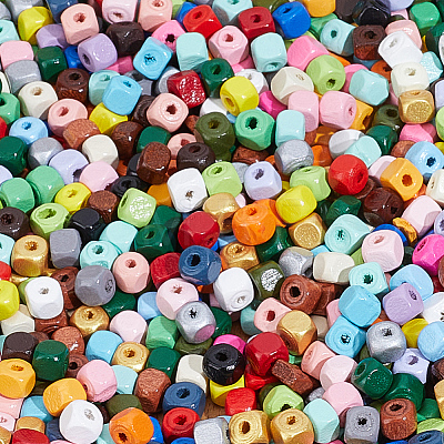 Spray Painted Wooden Beads WOOD-PA0001-53C-1
