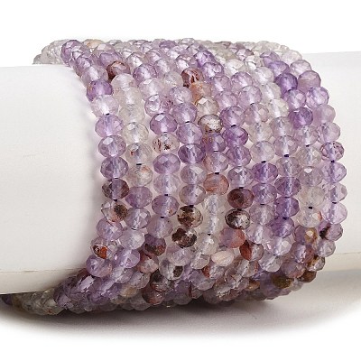Natural Purple Phantom Quartz Purple Lodolite Quartz Beads Strands G-B175-A22-3x4mm-1
