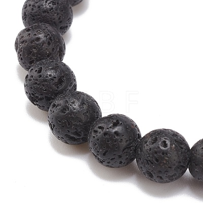 2Pcs 2 Style Natural Lava Rock & Synthetic Howlite & Hematite Stretch Bracelets Set with Alloy Crown BJEW-JB08482-1