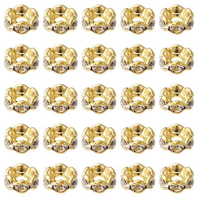 Brass Rhinestone Spacer Beads RB-YW0001-05B-01G-1