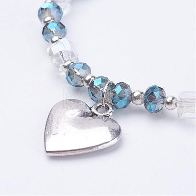 Heart Charm Bracelets BJEW-JB03176-1
