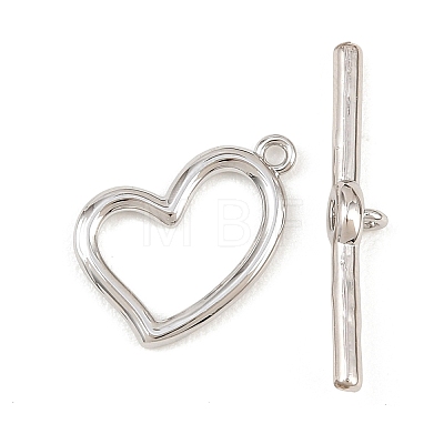 Heart Brass Toggle Clasps KK-G548-43P-01-1