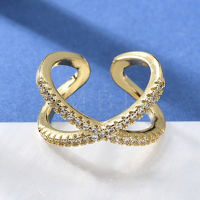 Adjustable Brass Micro Pave Clear Cubic Zirconia Cuff Rings LS-RJEW-F101-17G-1