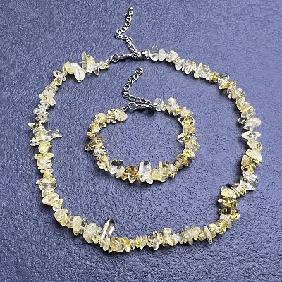 Natural Citrine Chip Beaded Necklaces for Women IW6789-59-1