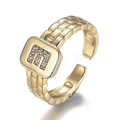 Brass Micro Pave Clear Cubic Zirconia Cuff Rings RJEW-H538-02G-E-1