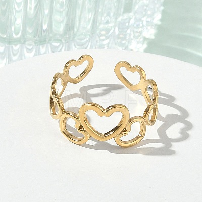 304 Stainless Steel Cuff Open Rings for Women RJEW-L341-01A-G-1