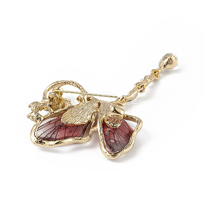 Resin Butterfly Brooch Pin with Crystal Rhinestone LS-JEWB-P016-05KCG-02-1