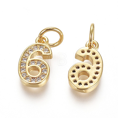 Brass Micro Pave Clear Cubic Zirconia Charms ZIRC-L092-06-G-1