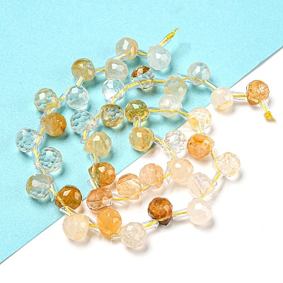 Natural Yellow Hematoid Quartz/Golden Healer Quartz Beads Strands G-H297-B17-02-1