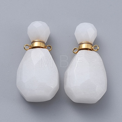 Faceted Natural White Jade Openable Perfume Bottle Pendants G-E564-10A-G-1