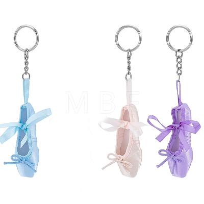 4Pcs 4 Colors Ballet Shoes Polyester Keychains KEYC-GA0001-55-1