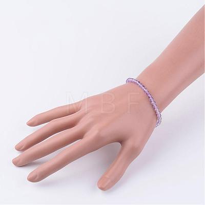 Natural Amethyst Beaded Stretch Bracelets BJEW-JB02459-09-1