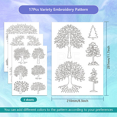 4 Sheets 11.6x8.2 Inch Stick and Stitch Embroidery Patterns DIY-WH0455-075-1
