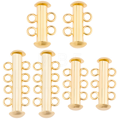 6Pcs 3 Styles Brass Slide Lock Clasps KK-BBC0027-56-1