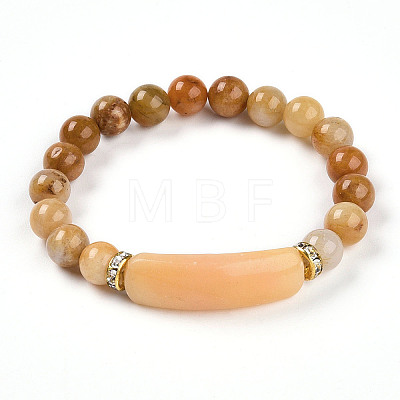 Natural Topaz Jade Beads Stretch Bracelets BJEW-T022-04M-1