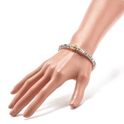 Synthetic Hematite Beaded Stretch Bracelet with Alloy Buddha Head BJEW-JB07956-1