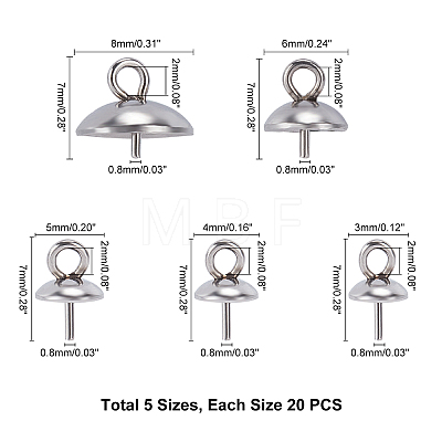 Unicraftale 304 Stainless Steel Cup Pearl Peg Bails Pin Pendants STAS-UN0019-51P-1