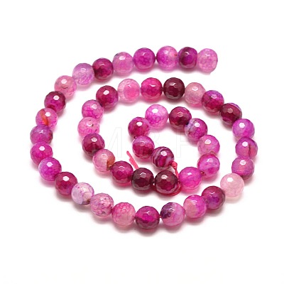 Dyed Natural Agate Faceted Round Beads Strands G-E267-22-1
