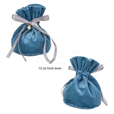 Velvet Jewelry Bags with Drawstring & Plastic Imitation Pearl TP-CJC0001-03D-1