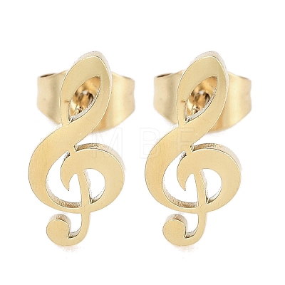 Vacuum Plating 304 Stainless Steel Stud Earrings for Women EJEW-A048-27G-1