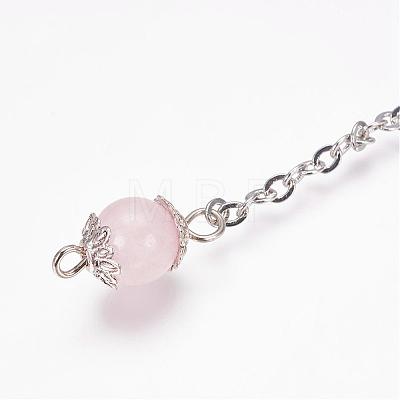 Rough Natural Rose Quartz Dowsing Pendulums PALLOY-JF00291-01-1