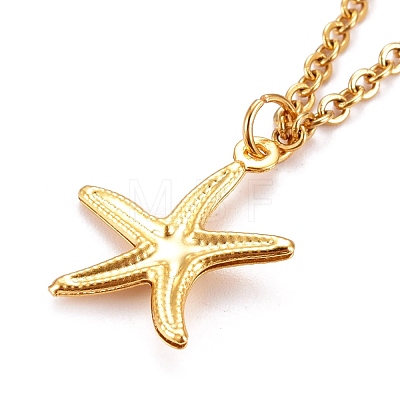 Sea Star/Starfish Pendant Necklaces NJEW-JN03078-04-1