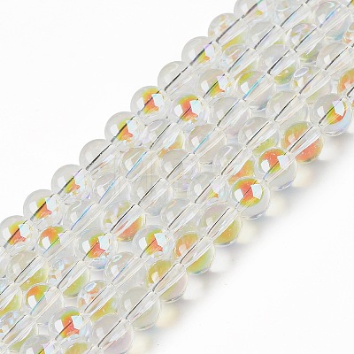 Transparent Electroplate Glass Beads Strands EGLA-I015-01B-1