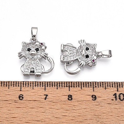 Brass Micro Pave Cubic Zirconia Pendants KK-N257-28P-1