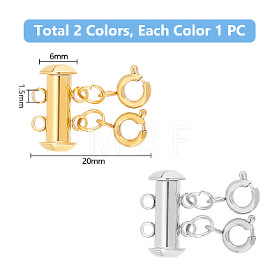 2Pcs 2 Colors 304 Stainless Steel Slide Lock Clasps FIND-AB00060-1