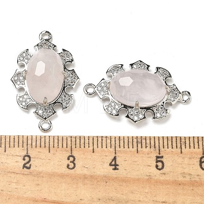 Natural Rose Quartz Faceted Oval Connector Charms G-G181-06P-10-1