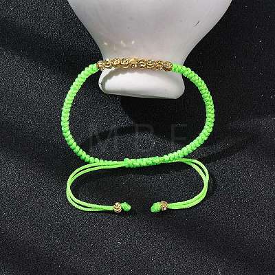 Polyester Cord Braided Bead Bracelets for Women BJEW-L698-01G-06-1