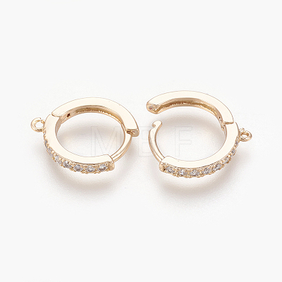 Brass Micro Pave Cubic Zirconia Huggie Hoop Earring Findings LS-KK-O112-13LG-1