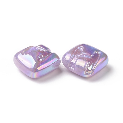 Rainbow Iridescent Plating Acrylic Beads OACR-A010-06A-1