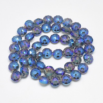 Electroplate Glass Beads Strands EGLA-Q084-14mm-07-1