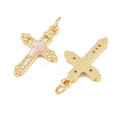 Brass Micro Pave Clear Cubic Zirconia Pendants CU-CBA9482-05G-02-1