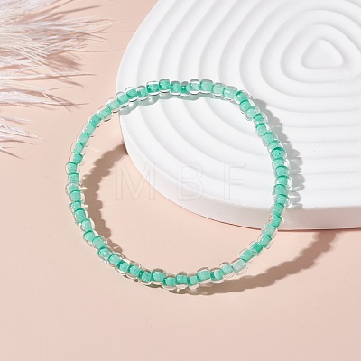 Clear Crystal Glass Seed Beads Stretch Bracelet for Teen Girl Women BJEW-JB07107-1