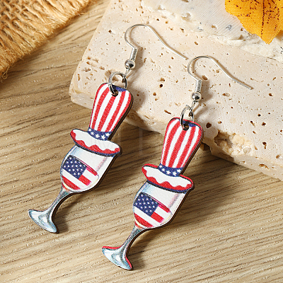 American Independence Day Ice Cream Wood Dangle Earrings YF8853-3-1