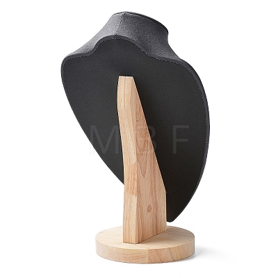 Velvet Bust Necklace Display Stands with Wooden Base ODIS-Q041-02C-02-1