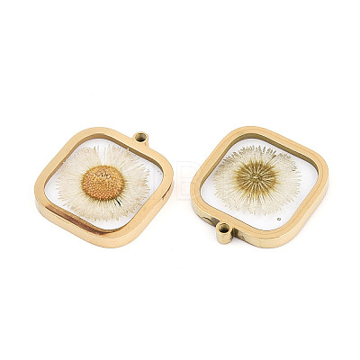 304 Stainless Steel Epoxy Resin Pendants STAS-T072-35-1