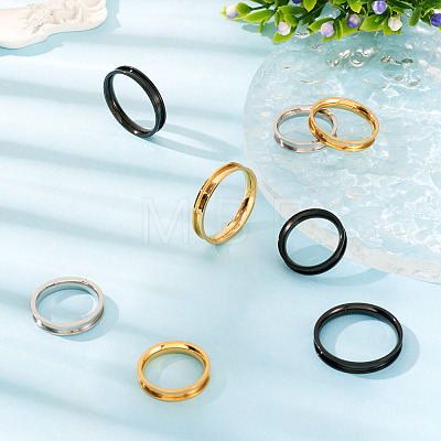 12Pcs 6 Size 201 Stainless Steel Grooved Finger Ring Settings RJEW-TA0001-06EB-1