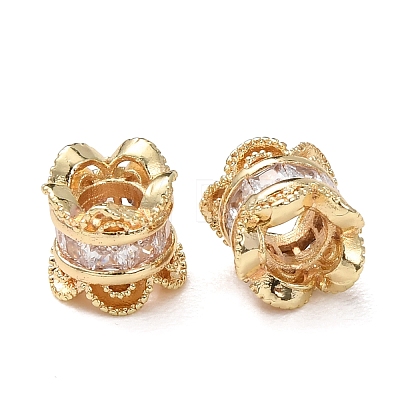 Brass Pave Clear Cubic Zirconia Beads KK-L272-06G-1